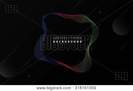 Futuristic Spectrum Rainbow Gradient Dot Wave Frame Vector Black Memphis Background, Dotted Colorful