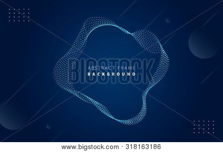 Futuristic Metal Tiffany Blue Gradient Dot Wave Frame Vector Blued Memphis Background, Dotted Rotate