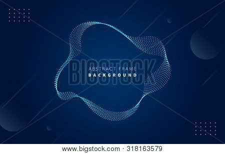Futuristic Metal Tiffany Blue Gradient Dot Wave Frame Vector Blued Memphis Background, Dotted Rotate