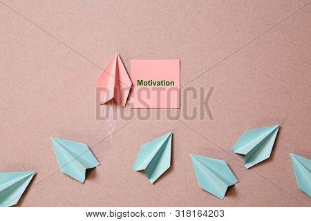 Business Original Idea, Individuality And Creativity. Success And Motivation Concept. Origami Plane 
