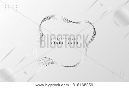 Futuristic Metal Silver Gradient Dot Wave Frame Vector White Memphis Background, Dotted Grey Rotate