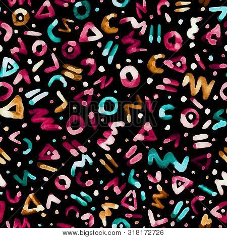 Hand Drawn Seamless Pattern, Abstract Watercolor Background, Trendy Repeat