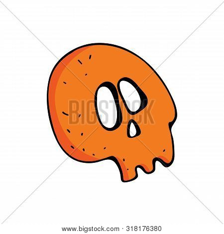 Skull In Vector On White Background. Vector Illustration In Simple Style, Modern Design. Jolly Roger