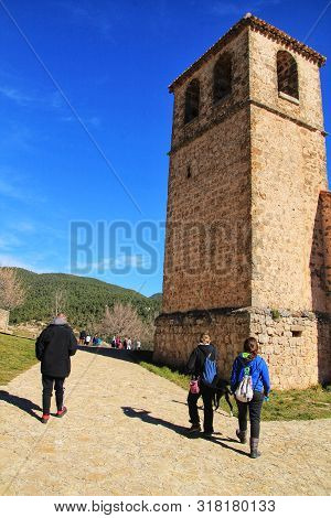 Riopar Viejo, Albacete, Spain- February 8, 2019: Tourists Visiting And Walking Through Cobbled Stone