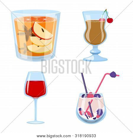 Vector Illustration Of Cocktail And Drink Logo. Collection Of Cocktail And Ice Stock Vector Illustra
