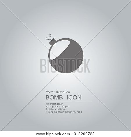 Vector Drawn Bomb Icon. The Background Is A Gray Gradient.
