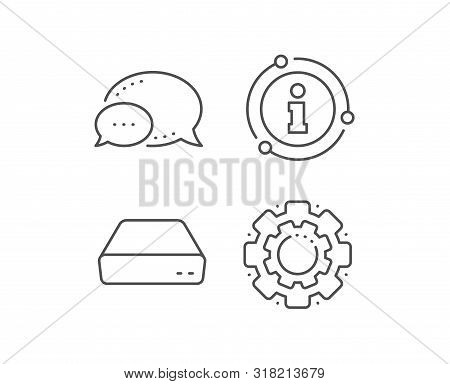 Mini Pc Line Icon. Chat Bubble, Info Sign Elements. Small Computer Device Sign. Linear Mini Pc Outli