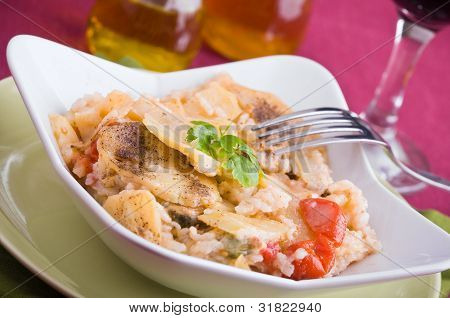 Riz pommes de terre et moules.