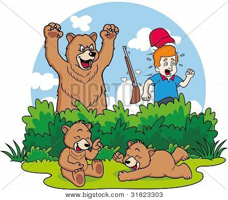 Orso spaventare un cacciatore
