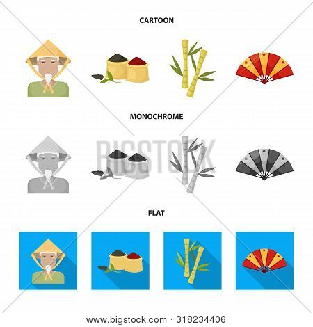 Vector Design Of Country And Asia Symbol. Set Of Country And Oriental Stock Vector Illustration.