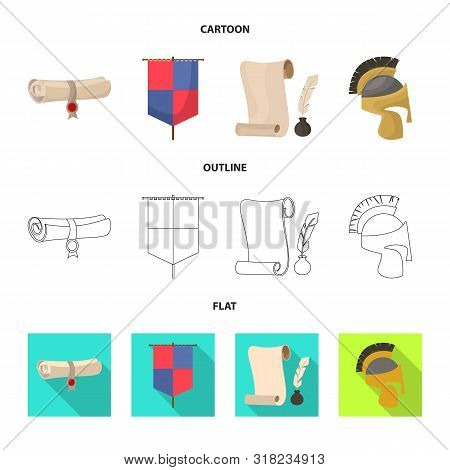 Vector Design Of Old And Culture Sign. Set Of Old And Renaissance Vector Icon For Stock.