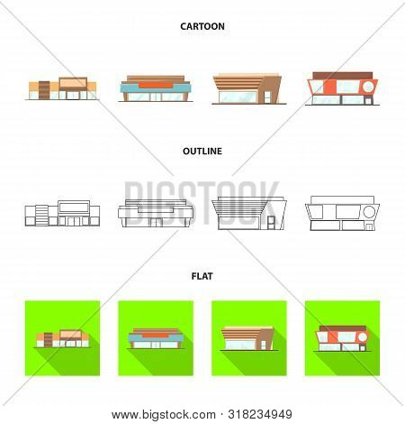 Vector Illustration Of Boutique And Construction Symbol. Collection Of Boutique And Cityscape Vector