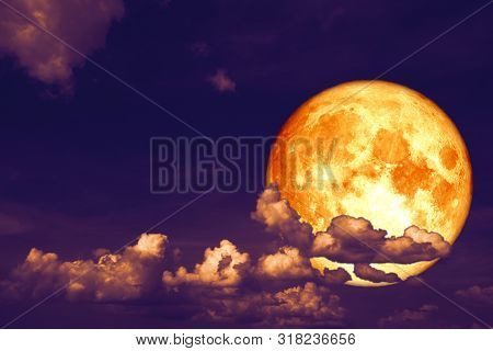 Blood Strawberry Moon Back On Silhouette Heap Cloud On Sunset Sky