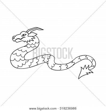 Vector Illustration Of Dragon And Carnivore Sign. Set Of Dragon And Beast Vector Icon For Stock.