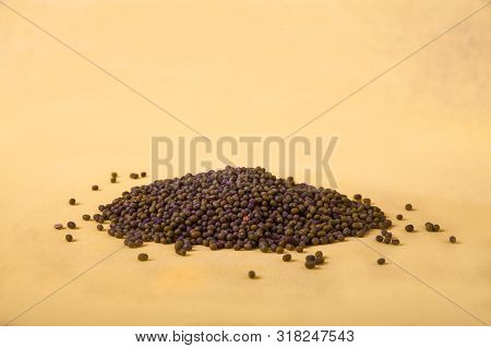 Mung Bean On A Yellow Background. Horizontal