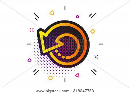 Backup Data Sign. Halftone Circles Pattern. Recovery Info Icon. Restore Information Symbol. Classic 