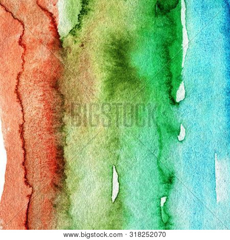 Hand Drawn Abstract Watercolor Background. Colorful Square Backdrop.