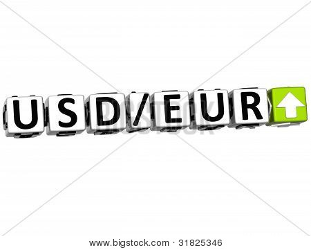 3D valuta Usd Eur tasso concetto simbolo pulsante