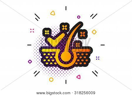 Dandruff Shampoo Sign. Halftone Circles Pattern. Anti-dandruff Flakes Icon. Clean Hair Symbol. Class