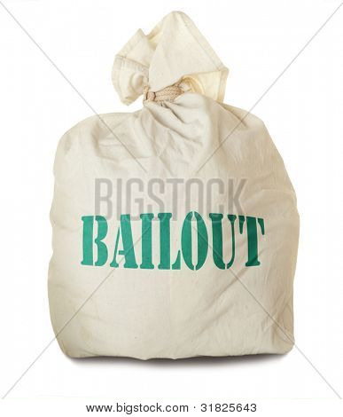 Bailout  กระเป๋าเงินที่แยกต่างหากบนพื้นหลังสีขาว