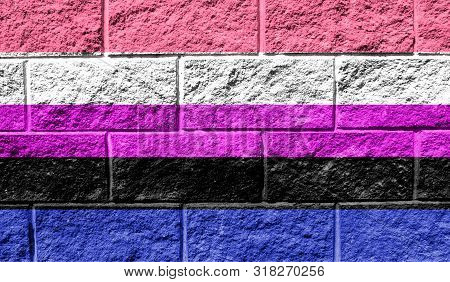 Flag Of Genderfluid Close Up Painted On A Cracked Wall