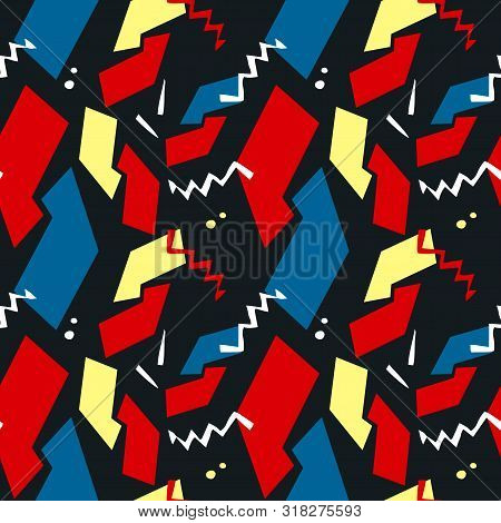 Abstract Seamless Pattern With Graphyc Elements, Modern Abstract Shapes.   Avant-garde Collage Style