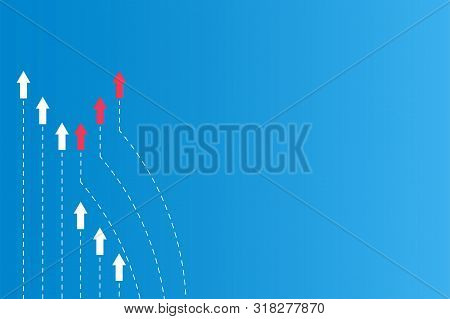 Have Leadership Or Different Concepts With Directions Arrow Red And White Paper And Route Lines On A