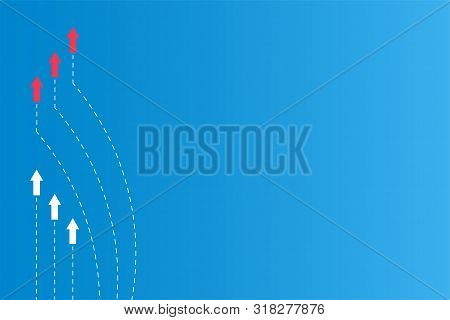 Have Leadership Or Different Concepts With Directions Arrow Red And White Paper And Route Lines On A