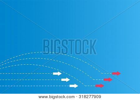 Have Leadership Or Different Concepts With Directions Arrow Red And White Paper And Route Lines On A