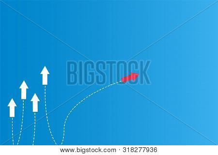 Have Leadership Or Different Concepts With Directions Arrow Red And White Paper And Route Lines On A