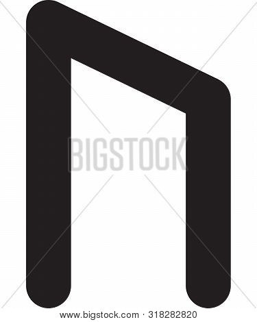 Ancient Scandinavic Rune Urus. Viking Futhark Alphabet. Flat Black Line Icon. Graphic Element. Vecto