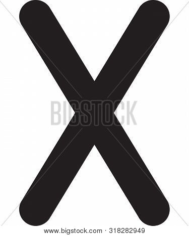Ancient Scandinavic Rune Gebo. Viking Futhark Alphabet. Flat Black Line Icon. Graphic Element. Vecto