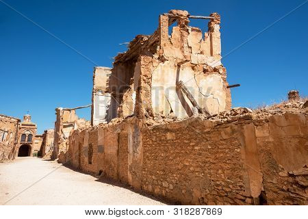 Ruins Of Belchite, Spain, Town In Aragon That Was Completely Destroyed During The Spanish Civil War 