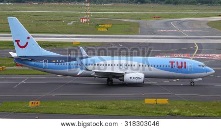 Airplane Taxi In Dusseldorf Airport