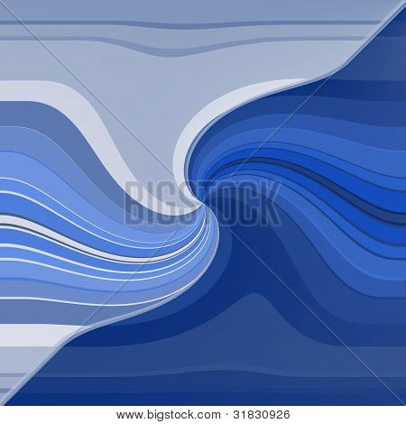 Abstracte kunst, blauwe golven en lijnen