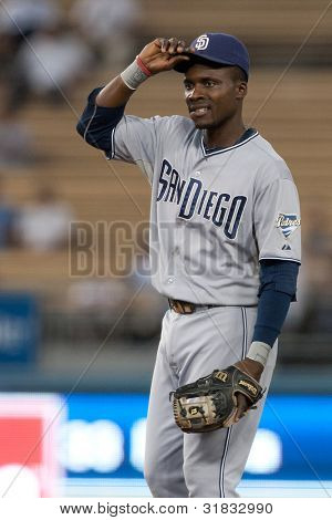 LOS ANGELES - AUG 29: San Diego Padres 2B Orlando Hudson #1 během hry kaplani vs. Dodgers na Au