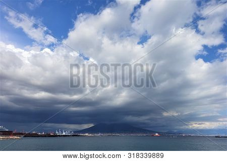 Menacing Clouds Over The Volcano Vesuvio In Naples Italy