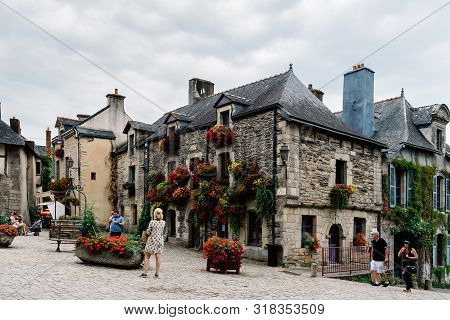 Rochefort-en-terre , France - July 26, 2018: View Of The Picturesque Medieval Village, One Of The Mo
