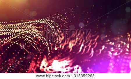 3d Rendering Of Glow Particles That Fly In Air As Science Fiction Of Microcosm Or Macro World Or Sci