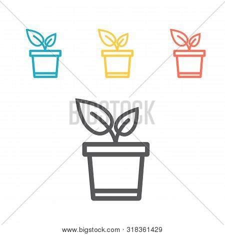 Flower Pot, Plant Pot, Seedling, Sapling Icon. Vector Illustration.