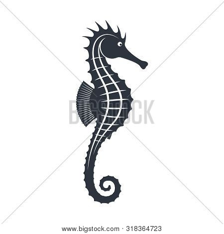 Seahorse Graphic Icon. Seahorse Black Sign Isolated On White Background. Sea Life Symbol. Tattoo. Lo