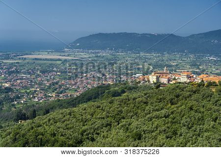 Panoramic View Of Castelnuovo Magra, La Spezia, Liguria, Italy, In Lunigiana