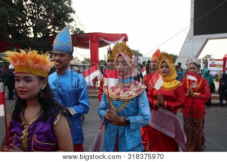 A Parade Of Traditional Cultural Costumes By Young People At The 74th Republic Of Indonesia Annivers