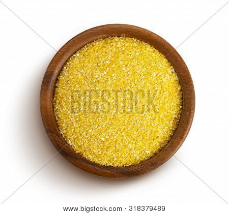 Corn Grits Isolated On White Background With Clipping Path