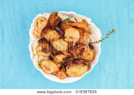 Mediterranean Dish, Salmon Meat Fried In Butter Served In Rosemary Dough