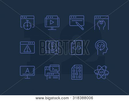 Backend Developing Line Icon Set. Set Of Line Icons On White Background. Technology Concept. Program