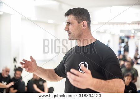 Kapap Instructor Altin Qoku With Large Group Of His Students