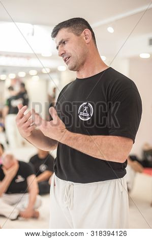 Kapap Instructor Altin Qoku With Large Group Of His Students