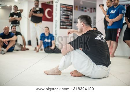 Kapap Instructor Altin Qoku With Large Group Of His Students