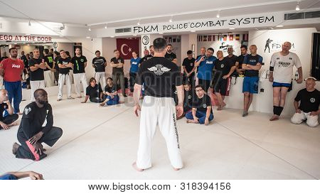 Kapap Instructor Altin Qoku With Large Group Of His Students